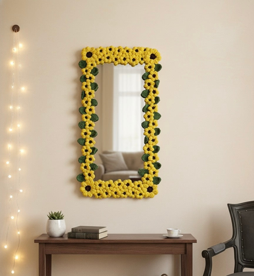 Crochet Sunflower Mirror