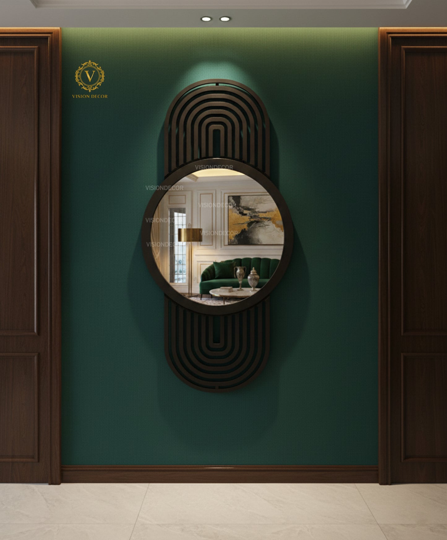 Luxury Circular Dark Wall Mirror