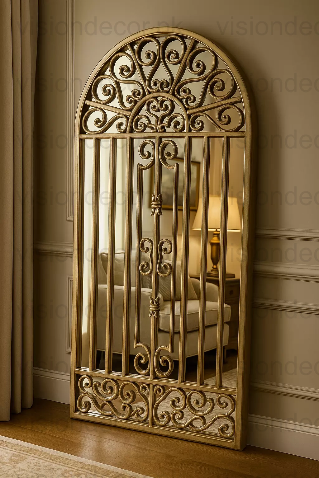 Silver Venetian Gate Standing Mirror