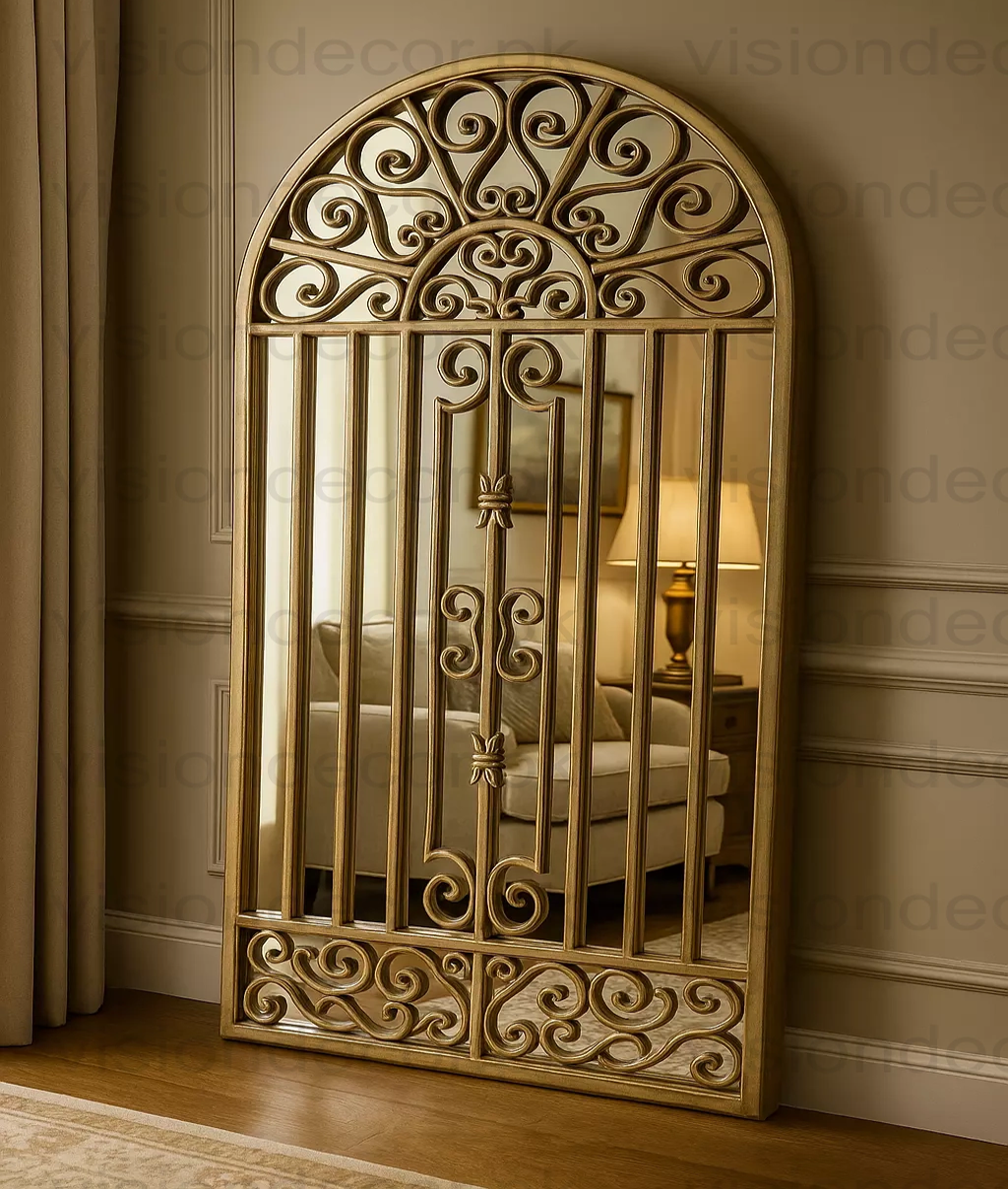 Silver Venetian Gate Standing Mirror
