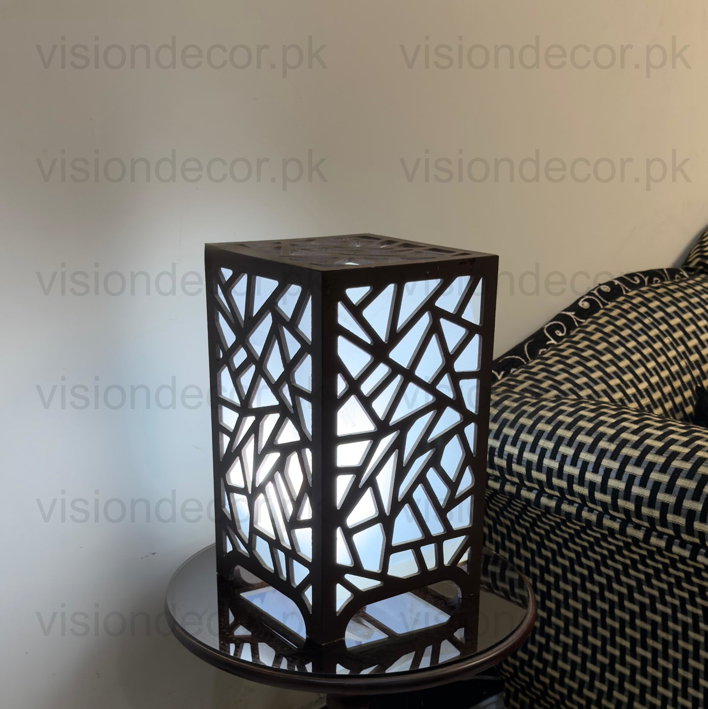 Abstract Geometric Table Lamp – 12" Ambient Wooden Light
