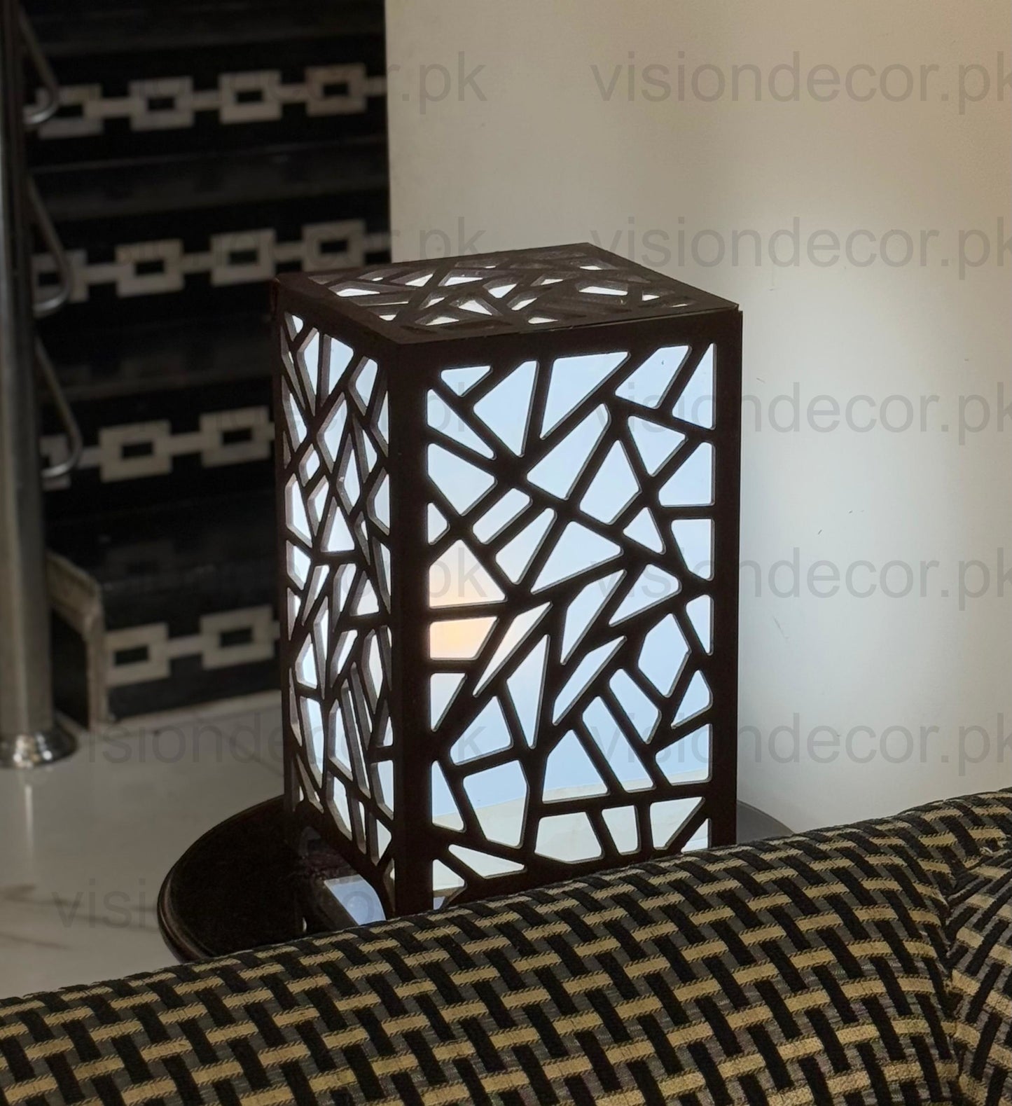 Abstract Geometric Table Lamp – 12" Ambient Wooden Light
