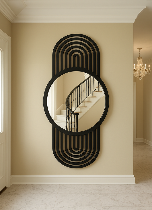 Luxury Circular Dark Wall Mirror
