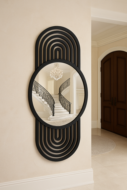 Luxury Circular Dark Wall Mirror