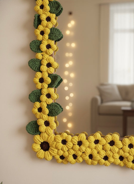 Crochet Sunflower Mirror