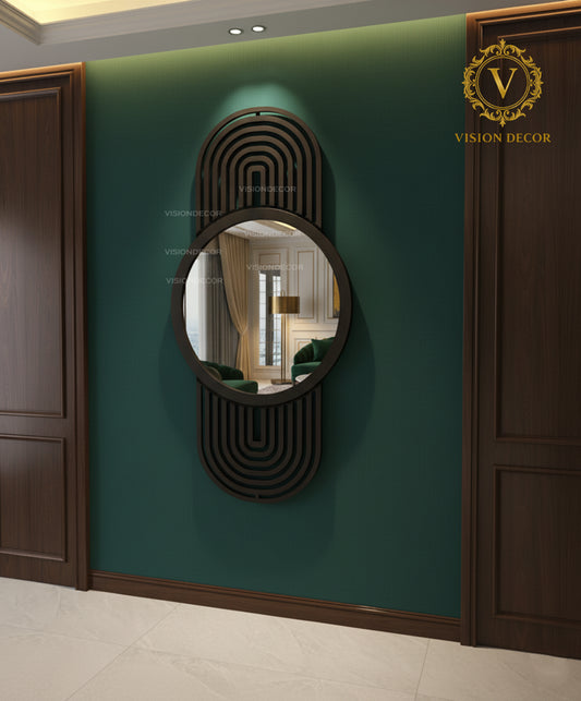 Luxury Circular Dark Wall Mirror
