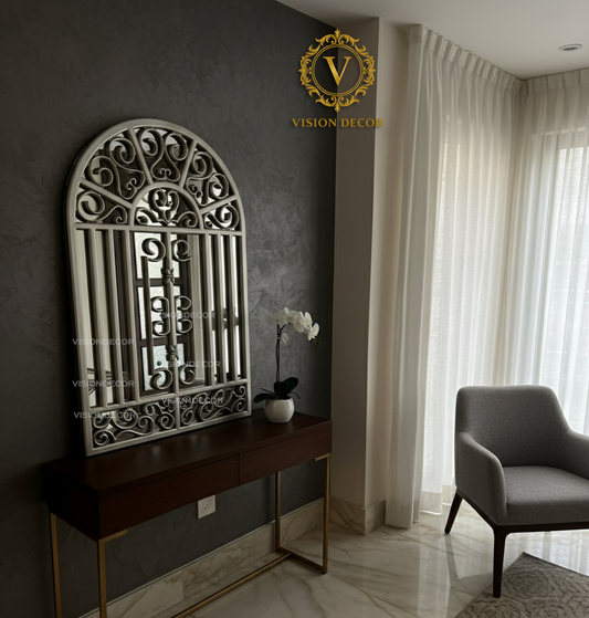 Silver Venetian Gate Standing Mirror
