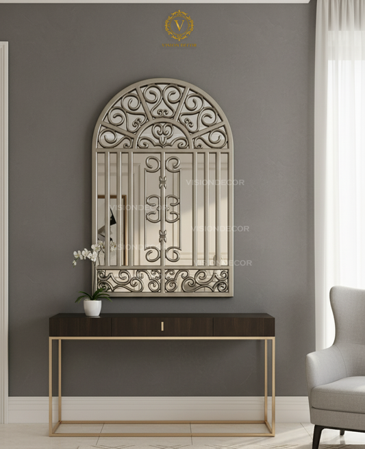 Silver Venetian Gate Standing Mirror