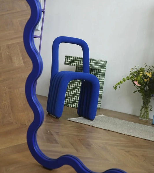 Wavy Full-Length Standing Mirror 2x5 ft – Modern Aesthetic Floor Mirror with Curvy Frame – Custom Color Options