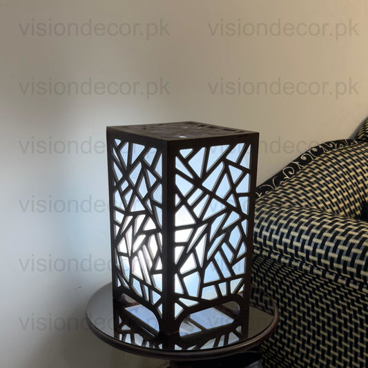 Abstract Geometric Table Lamp – 12" Ambient Wooden Light