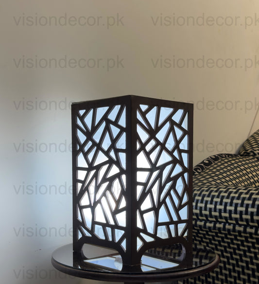 Abstract Geometric Table Lamp – 12" Ambient Wooden Light