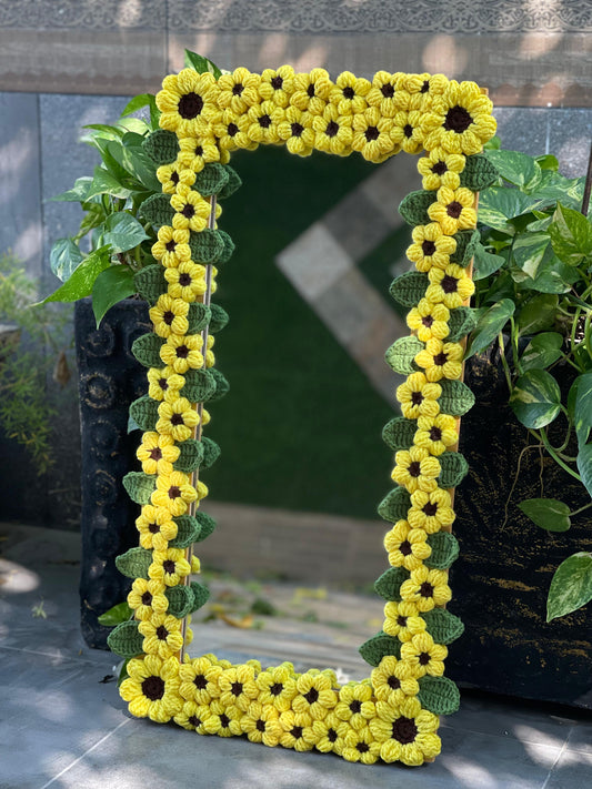 Crochet Sunflower Mirror